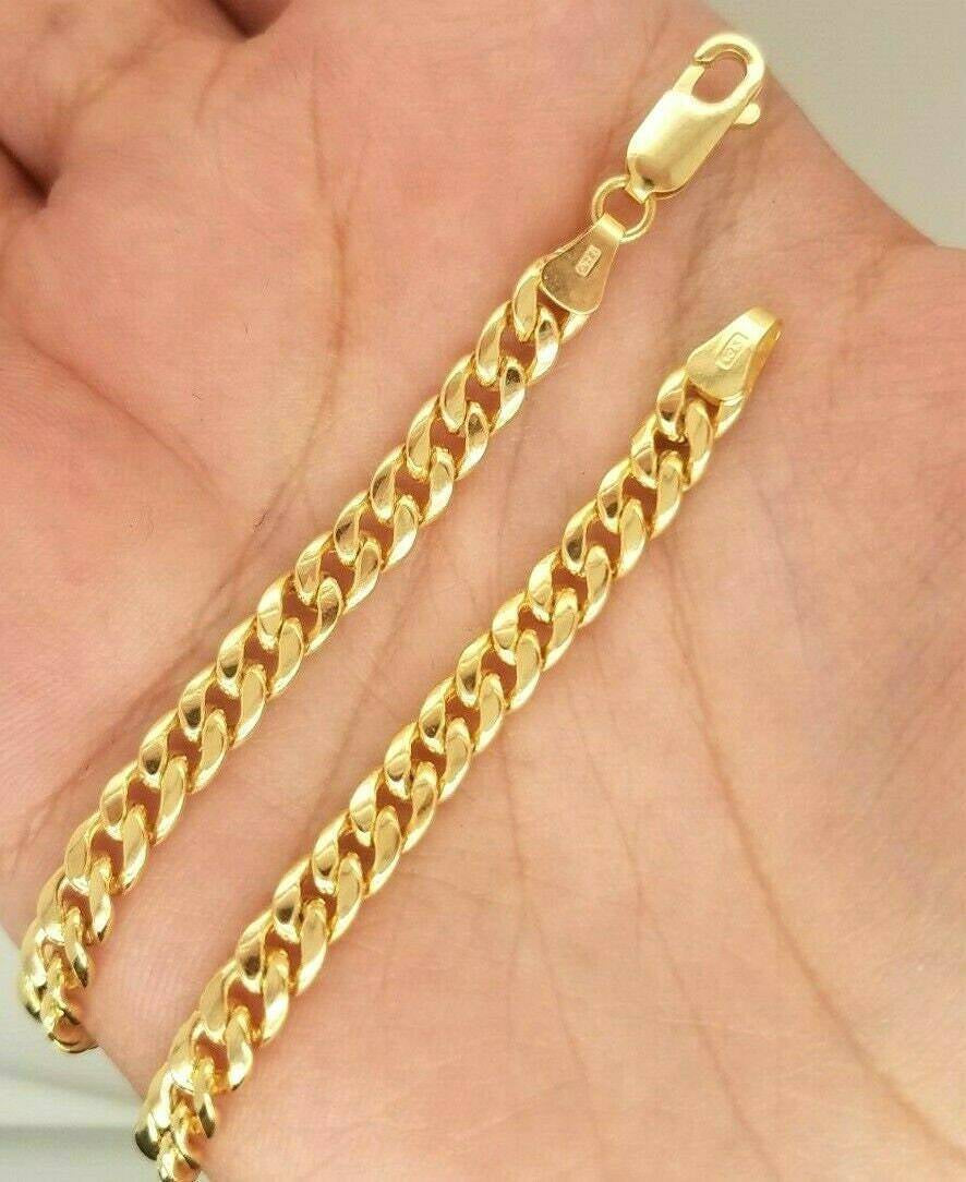 10K Yellow Gold 2.5Mm Womencuban Curb Chain Bracelet Anklet 10"