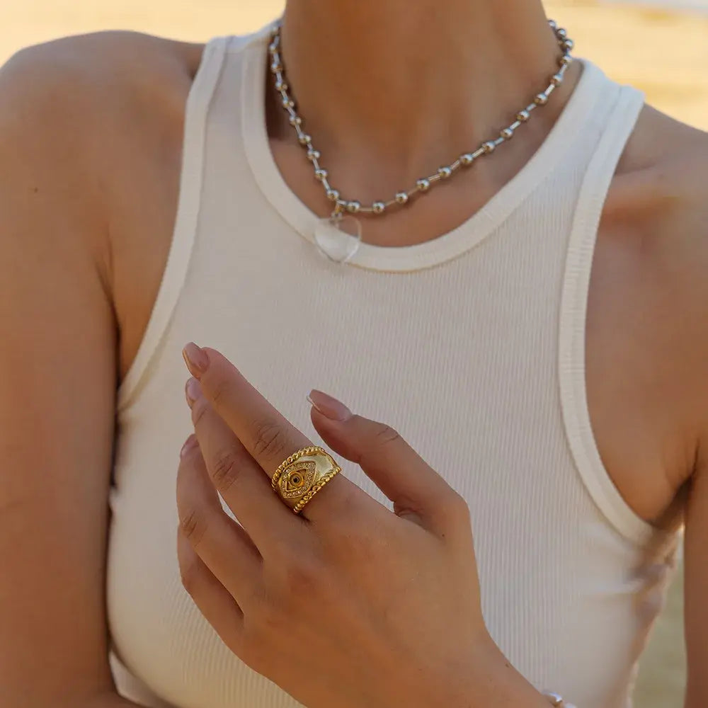 Gold Plated Evil Eye Ring