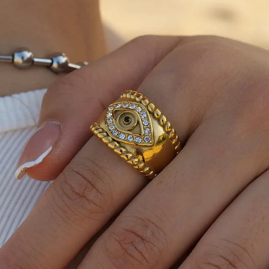 Gold Plated Evil Eye Ring